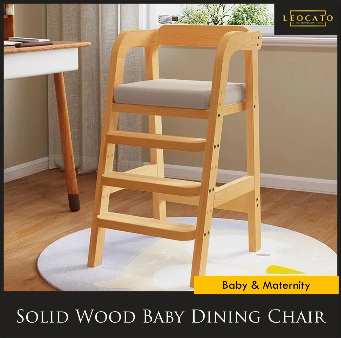 Solid Wood Baby Dining Chair, Toddler Adjustable Chair, Baby Lifting Multifunctional Growth Learning Chair