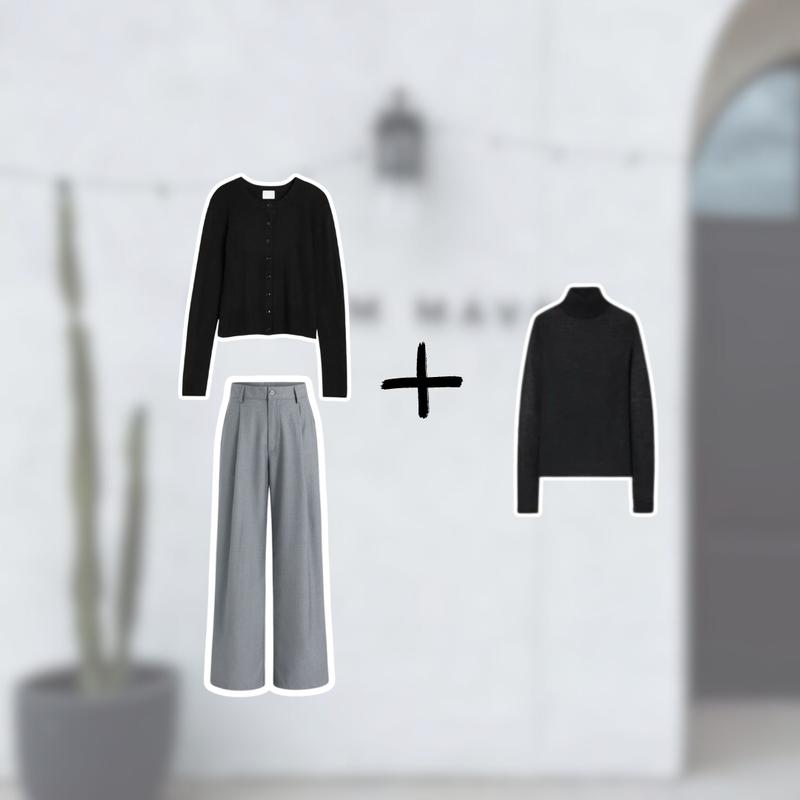 4 In 1 Set AB134 - One Set Cewek Remaja Kekinian dan Kece Ootd Cewek Mamba Outfit Casual Style Sweater Rajut 2