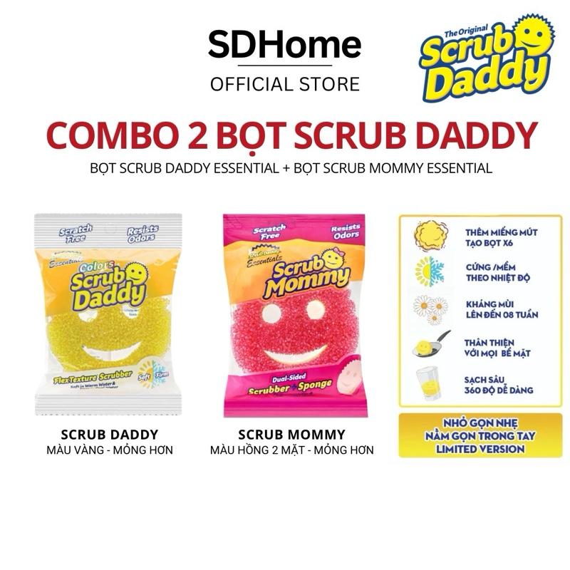   COMBO ESSENTIAL  Bọt biển Scrub Daddy + Mommy Essential chính hãng Mỹ miếng xốp lau chùi đa năng - an toàn - chống mùi - ngăn nắp rửa bát 