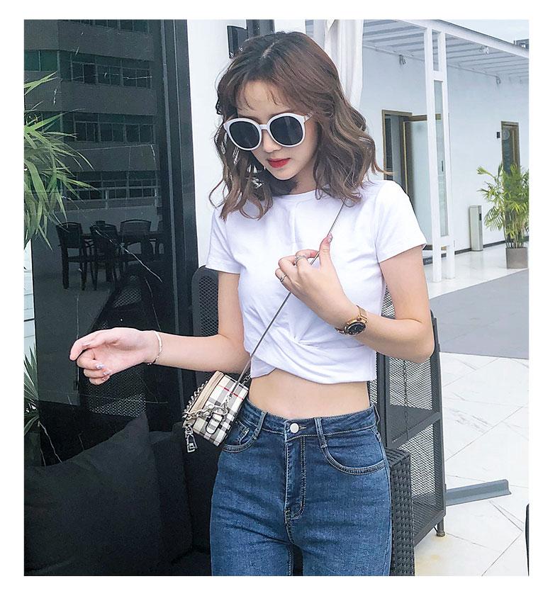 Product Introduction of Black T-shirt women's short sleeves, short high waist, with high net celebrity, small summer dress, crop top, INS super hot 16