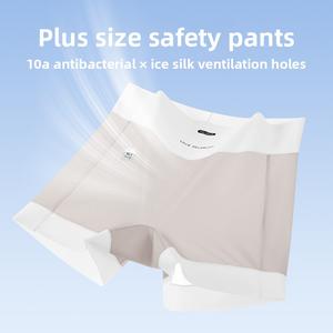 Breathable Seamless Honeycomb Boxer Briefs Plus Size Women's Safety Shorts 2-in-1 Ice Silk Base Layer Pants for Body Weight up to 100kg Antibacterial Ventilation Design