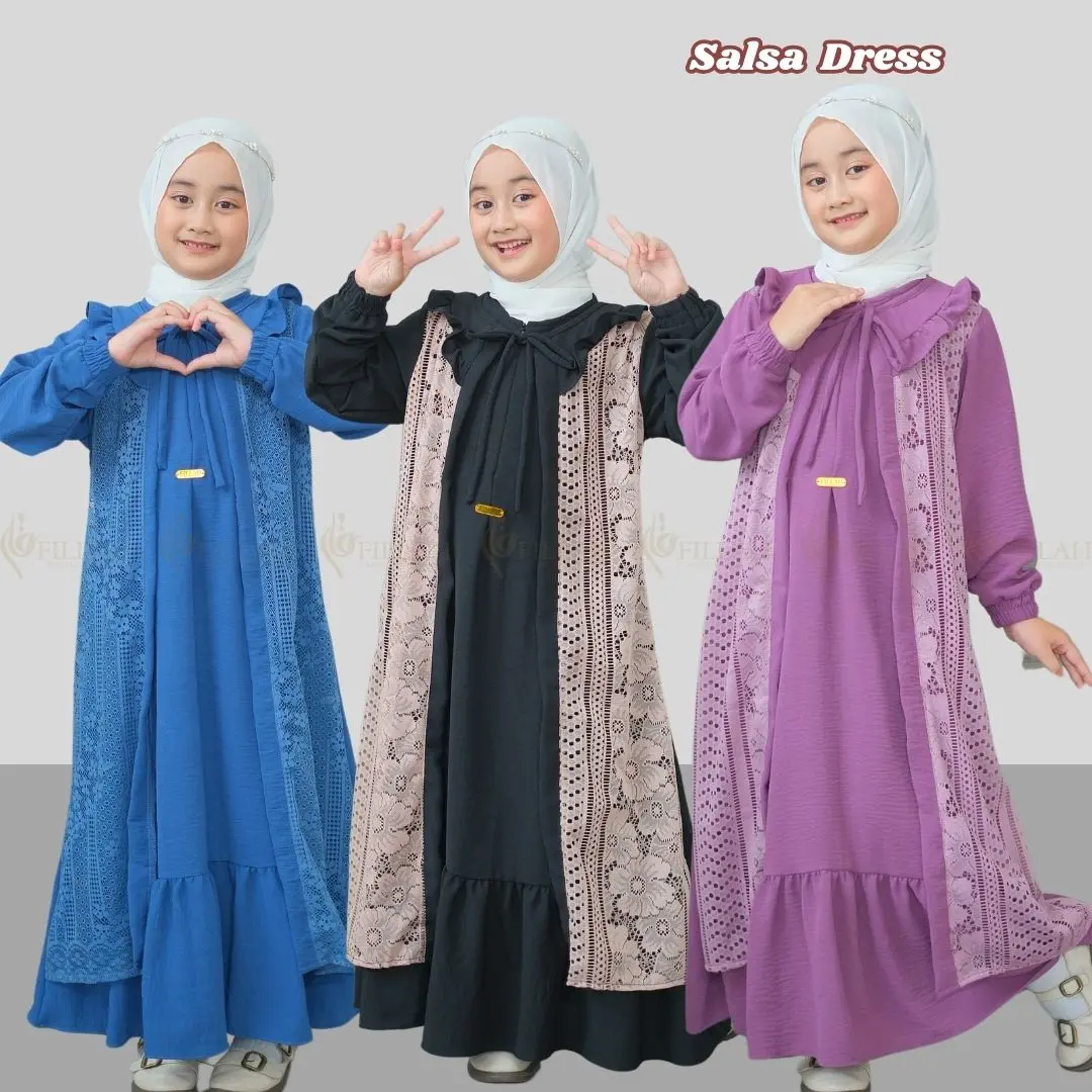 Gamis Anak Tanggung Salsa Dress 8-17 Tahun Gamis Brukat Gamis Remaja Gamis Kondangan Gamis Couple Gamis Seragaman