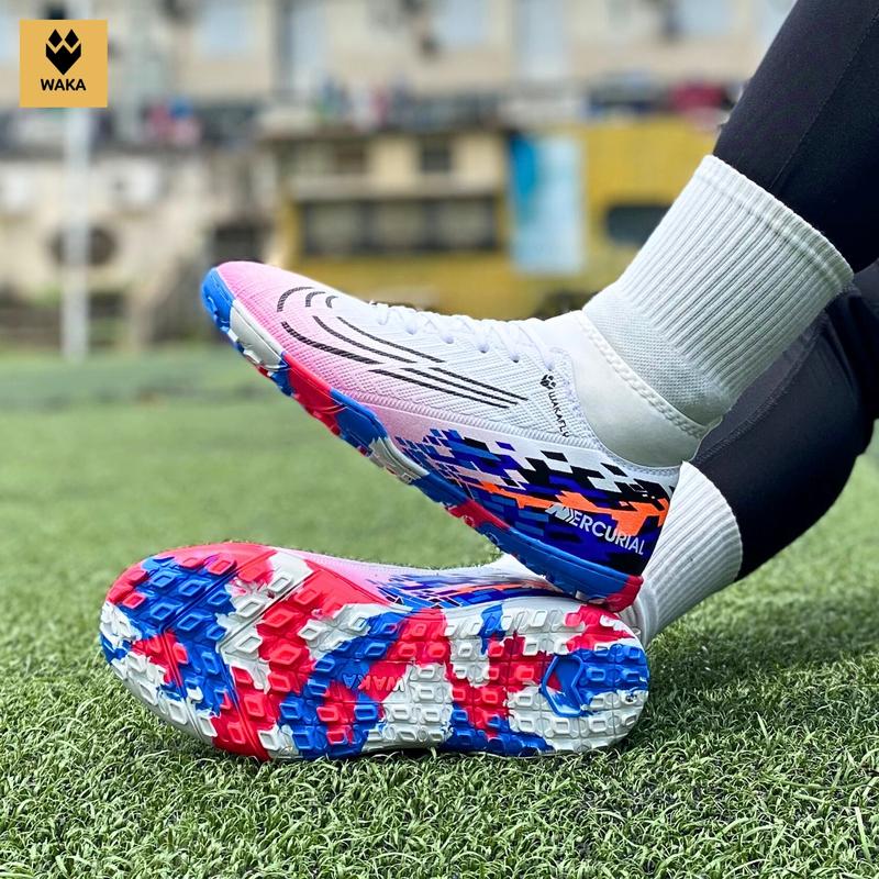   COMBO 2 QUÀ  Giày bóng đá WAKA phiên bản Wakafly đế cao su_Giày đá bóng cổ cao đế đệm EVA sân nhân tạo  khâu đế  Sport Đá Banh 