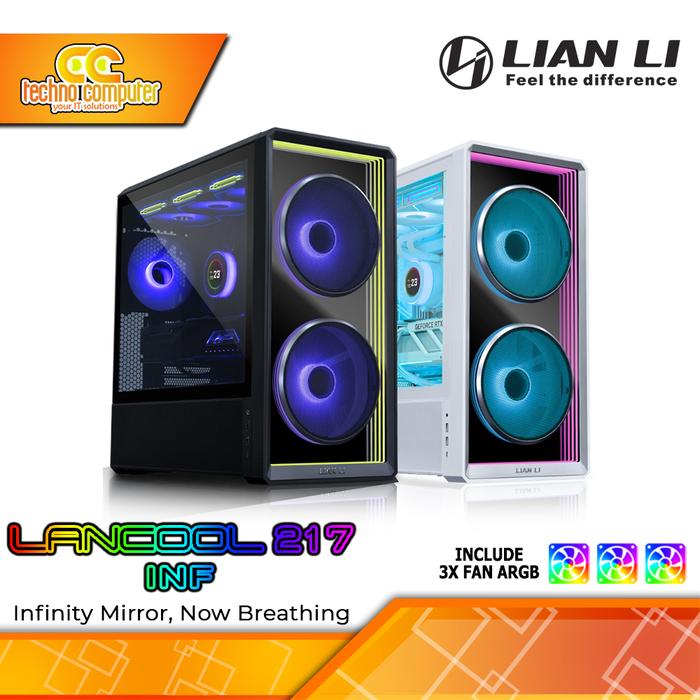 Gambar CASING LIAN LI LANCOOL 217 Infinity Black - Mid Tower ATX Case Tempered Glass (Free 3x ARGB Fan) dari Techno Computer Bali Kota Denpasar Tokopedia