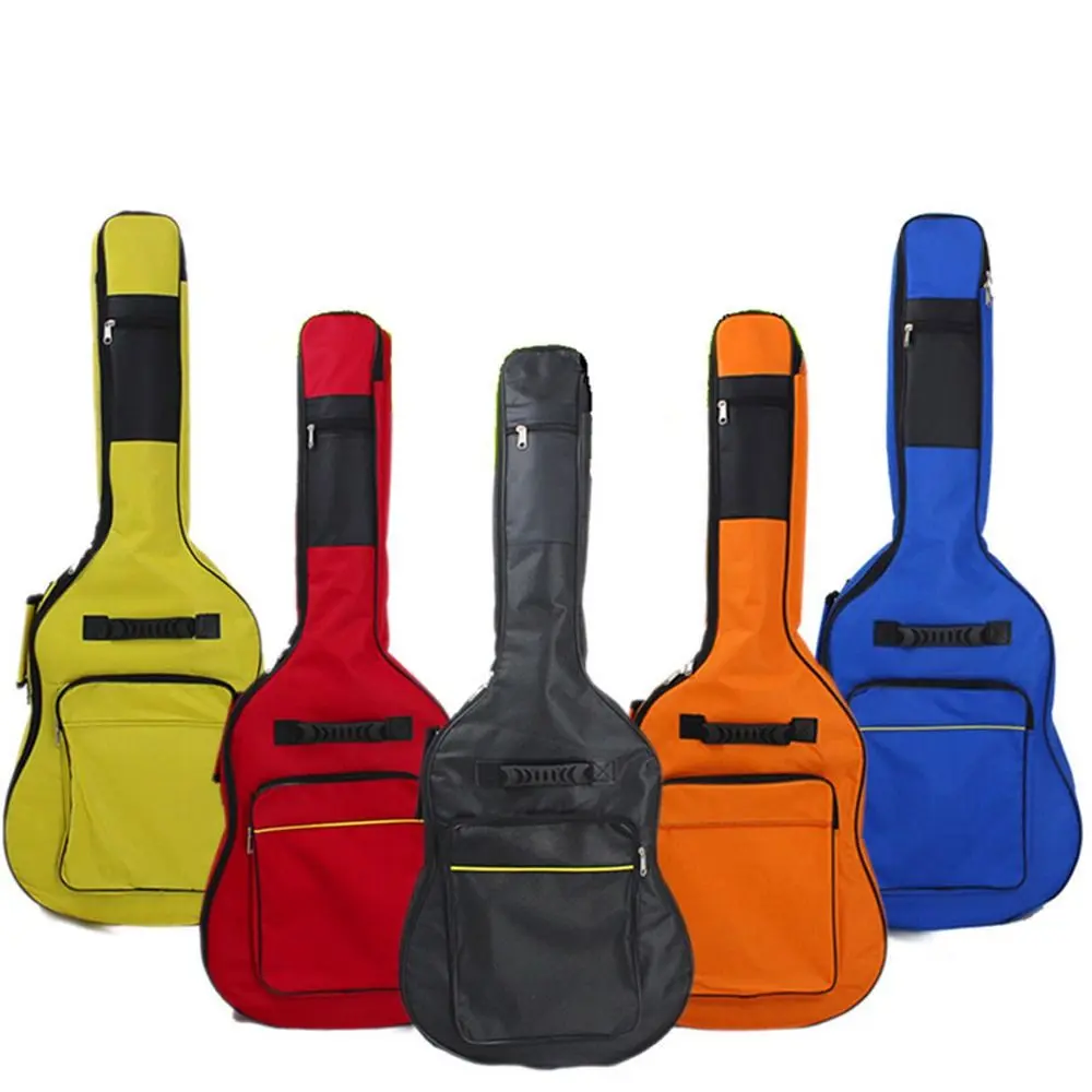 Folk Acoustic Thicken Stylish Instrument Bags 600D Oxford Cloth Acoustic Women Men Double Straps Guitar Container Electric Guitar Case 40/41 Inch Guitar Bag Shoulders Bag Backpack