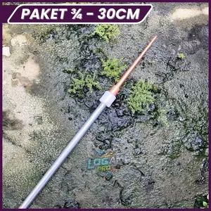 Paket Anti Petir 3/4" 30cm Lengkap Sok Isolator Teflon + Tiang Galvanise 60 cm Tinggal Pasang