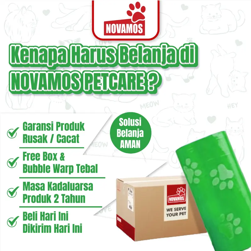 Refill Novamos Plastik Sekop Kotoran Kucing dan Anjing ( 1 gulung isi 15 pcs kantong ) Poop Bag Refill Kantong Plastik Sampah Popok 5