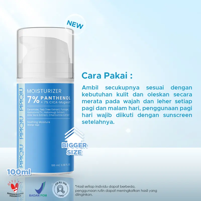 Pipiqiu 7% Panthenol + 7% Cica-Mugwort Skin Barrier Soothing Moisture Gel 100ml ( PPMG 100ML ) Moisturizer Pelembab 2