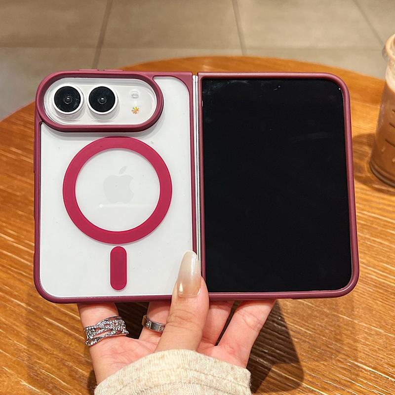 Ốp lưng điện thoại iPhone DUO mới, kiểu gập, nam châm mạnh, chống rơi, chống xước, trong suốt, nhiều màu