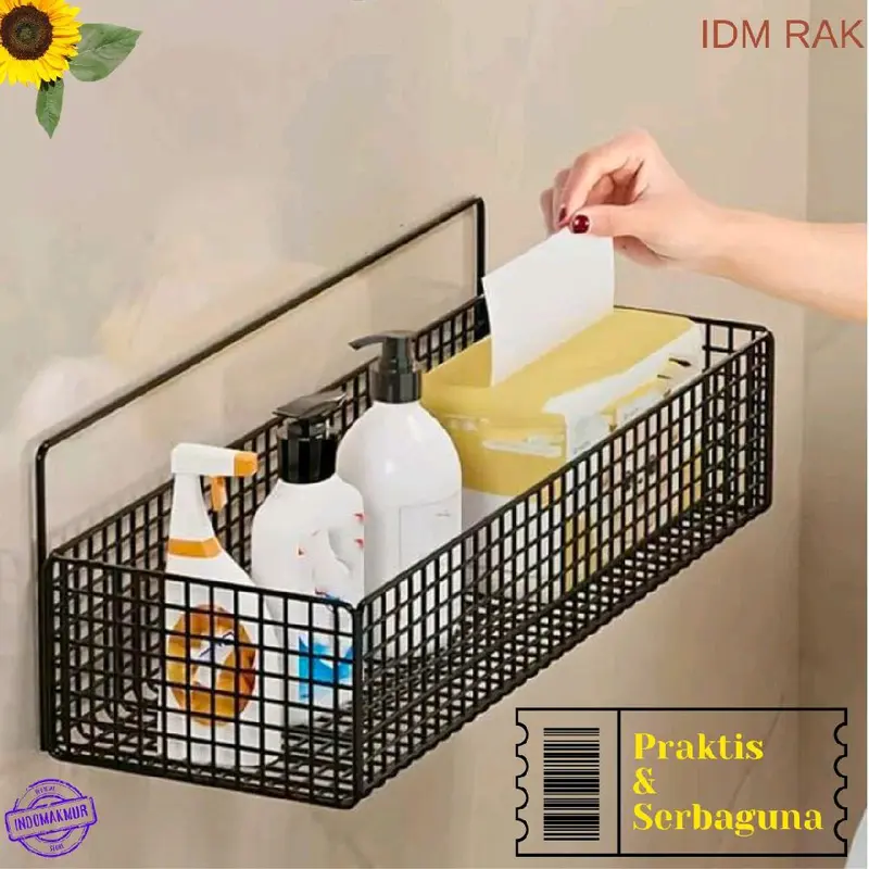 Rak Keranjang Bumbu Tempel, Rak Kamar Mandi, Rak Keranjang Besi Dapur, Rak Keranjang Serbaguna Besi Ukuran Sedang Rack Penyimpanan Buah Aluminium 7