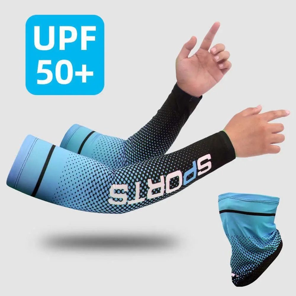 1Pair Running Ice Silk Sleeve For Men Women Neck Cover Outdoor Sports Cooling Sleeves Cycling Arm Sleeves Sunscreen Headscarf UV Protection Ice Sleeves