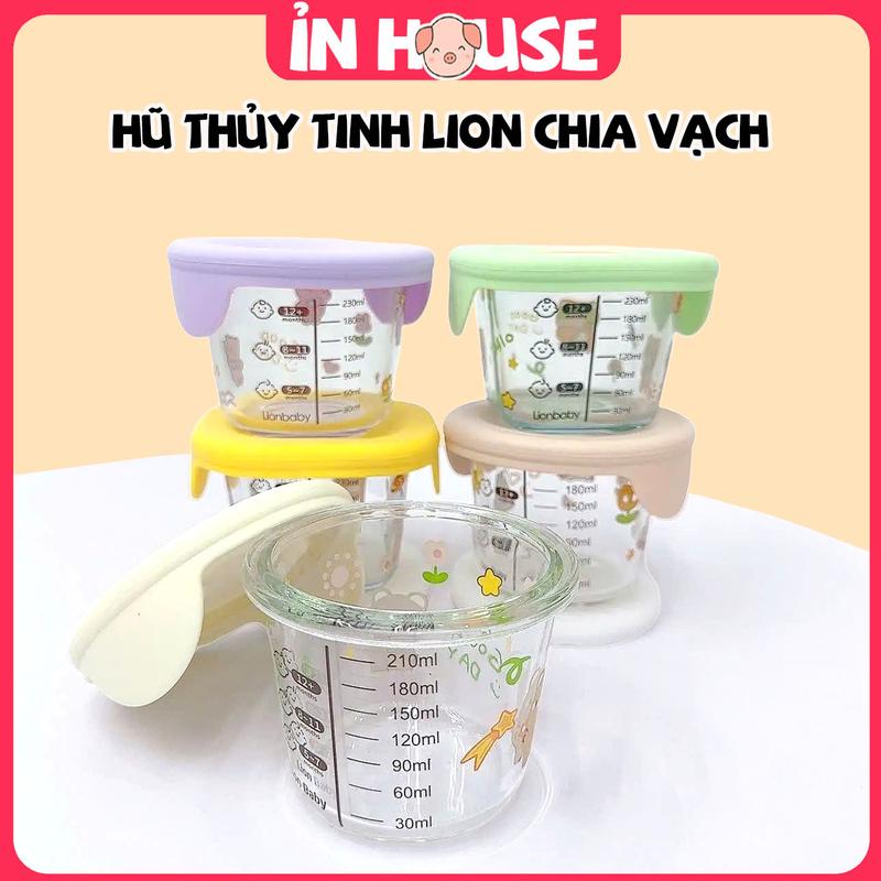 Bát thuỷ tinh ăn dặm 230ml cốc nấu cháo hũ trữ đông khuôn hấp bánh cho bé ăn dặm size to nắp đậy bằng silicon có van thoát khí