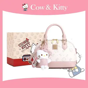 [Shanty X Tas Shell Motif Cow Kitty "Cow & Kitty"] - Warna Pink & Cokelat - Tas Wanita dengan Gantungan Boneka