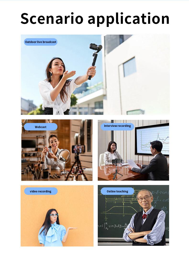 Product Introduction of Wireless lavalier microphone Type-C K20 lapel/collar clip microphone Wireless mobile receiver USB-C charging, plug-in rechargeable, compact and portable, intelligent noise reduction, for: smartphone, audio, wireless live broadcast, Vlog recording video 31