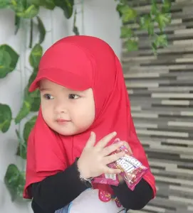 jilbab topi anak usia 0-6 tahun / jiltop sporty anak jersey Muslim Kerudung Instan Nyaman Sekolah