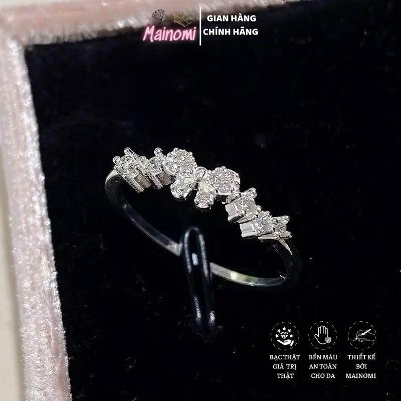 Nhẫn nữ nơ nhỏ bassic viền lượn bạc ta chính hãng MAINOMI