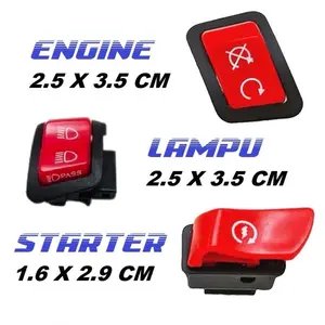 ￼Saklar Tombol Starter Engine Dimmer Warna Merah Vietnam Lampu Beam Switch Dimmer Dim LED Mesin Motor
