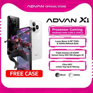 (FREE CASE) ADVAN X1 Mediatek Helio G100 8GB+8GB/128GB High Refresh Rate 120Hz IPS FHD+ 64MP Big Battery 5000mAh AI Camera UFS 2.2 NFC Fingerprint Android 14 Gaming Smartphone Handphone Fast Charging