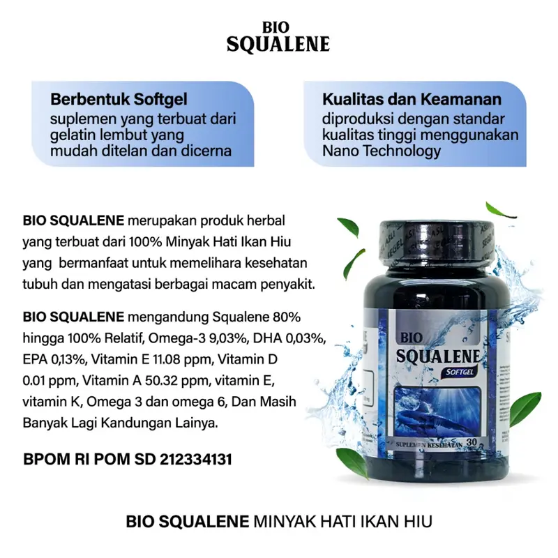 Bio Squalene Minyak Hati Ikan Hiu 100% Original Isi 30 Softgel 1