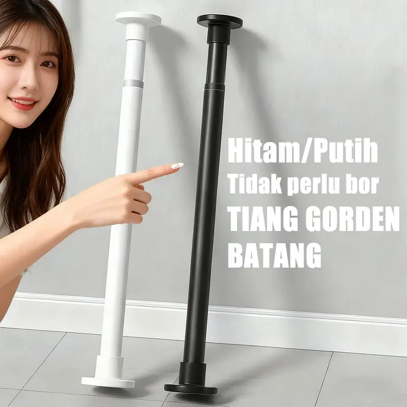[COD] Tiang Gorden Stainless Steel Fleksibel Tanpa Paku - Teleskopik Kokoh Anti Karat Mudah Pasang untuk Kamar Mandi, Dapur & Jendela