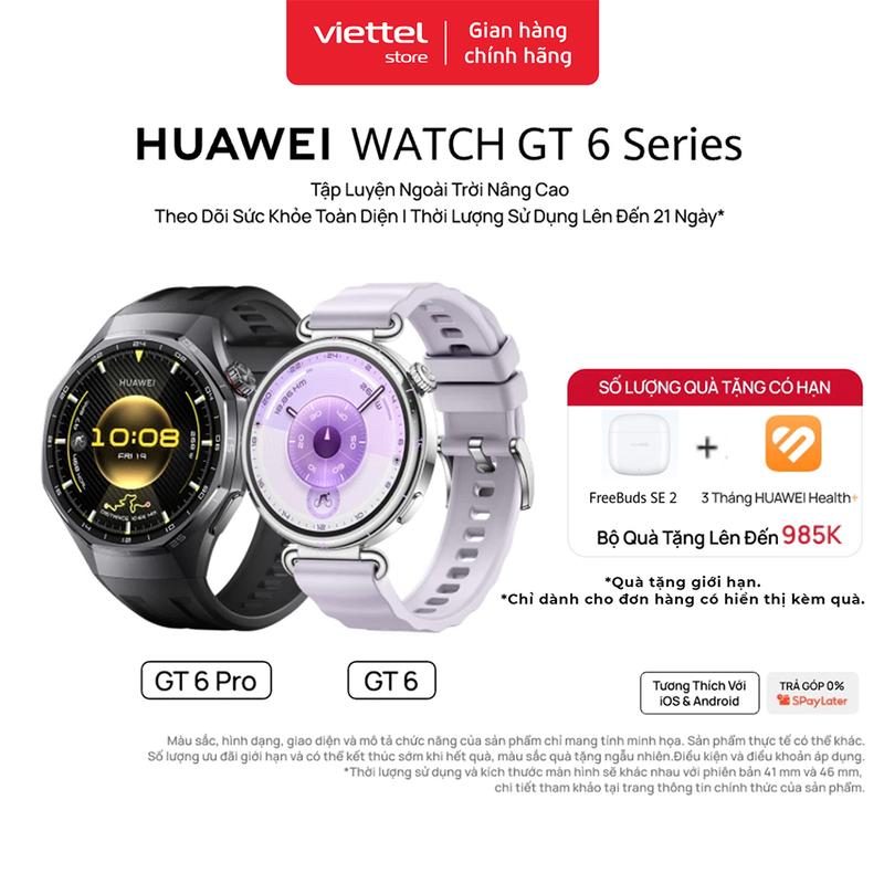Đồng Hồ Thông Minh HUAWEI WATCH GT6 Series | Tập Luyện Nâng Cao | Theo Dõi Sức Khỏe | Thời Lượng Pin Đến 21 Ngày