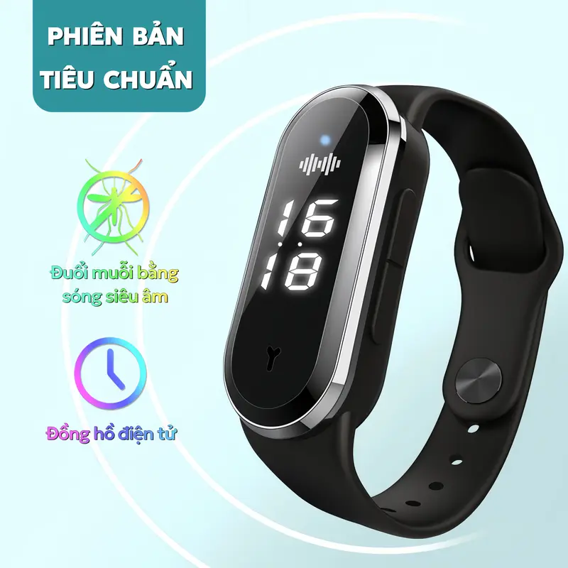 [Chống muỗi/chống tĩnh điện] M21 Vòng đeo tay chống muỗi siêu âm, mới, không dây, chống tĩnh điện, màn hình thời gian thông minh, được làm bằng silicon, thích hợp cho trẻ em, người lớn và phụ nữ mang thai, sử dụng ngoài trời 4