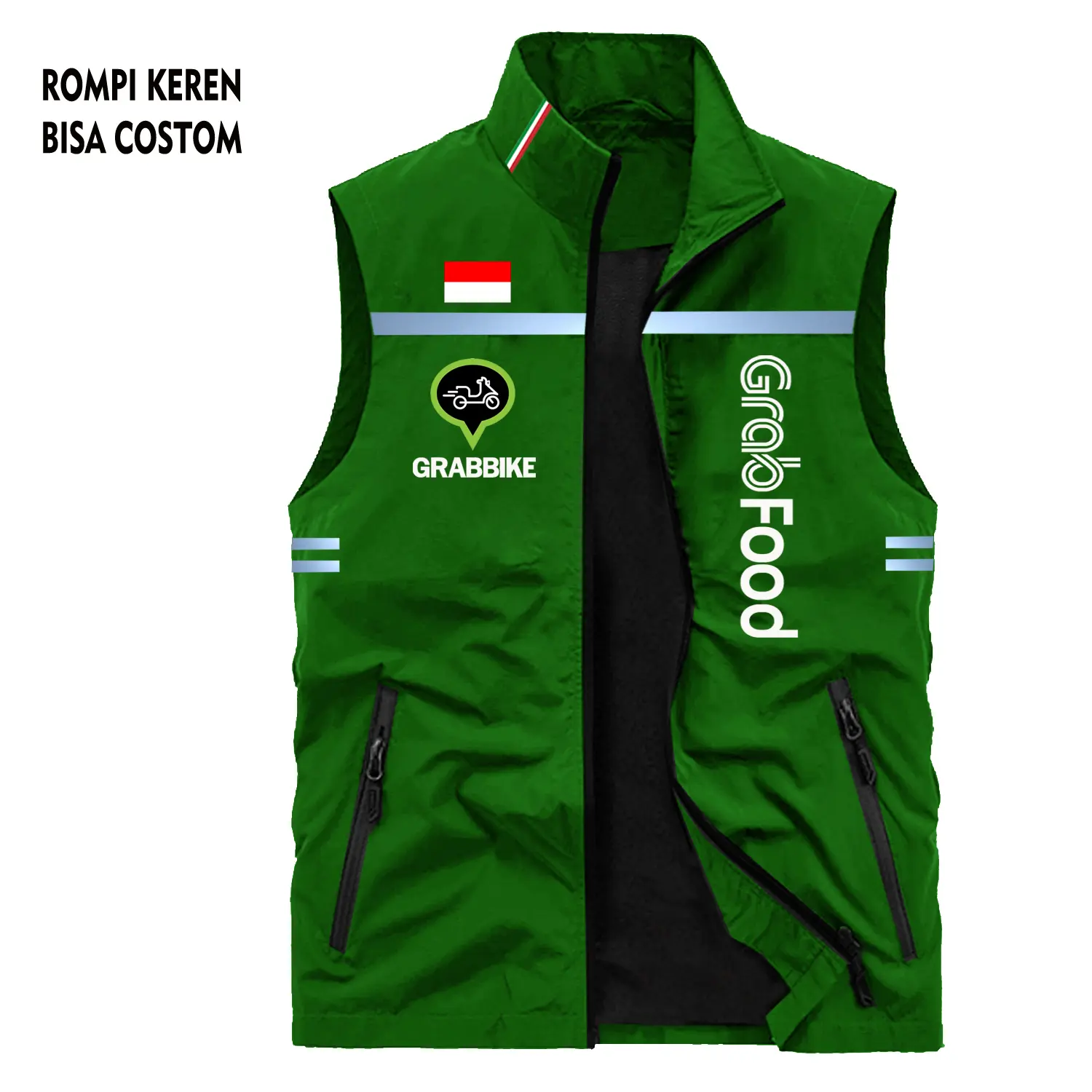 Big Promo Rompi Motor Driver Grab Anti Angin - Rompi Skotet Ojol GRB Tersedia 6 Warna Bisa Custom Nama & COD