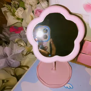 CERMIN BUNGA Standing Mirror Makeup Rotating Aesthetic Stand Mirror Flower Kaca Meja Rias Serbaguna