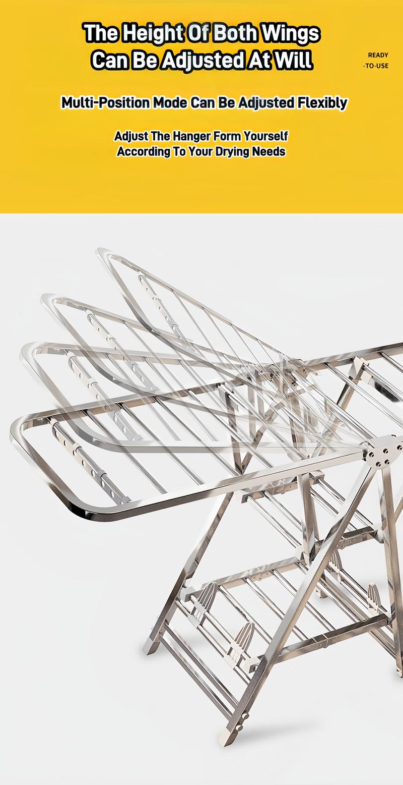 Product Introduction of [SG Stock]Foldable Clothes Drying Rack Multifunctional Laundry Rack With Wheel Stainless Steel Thickened Carbon Steel 19