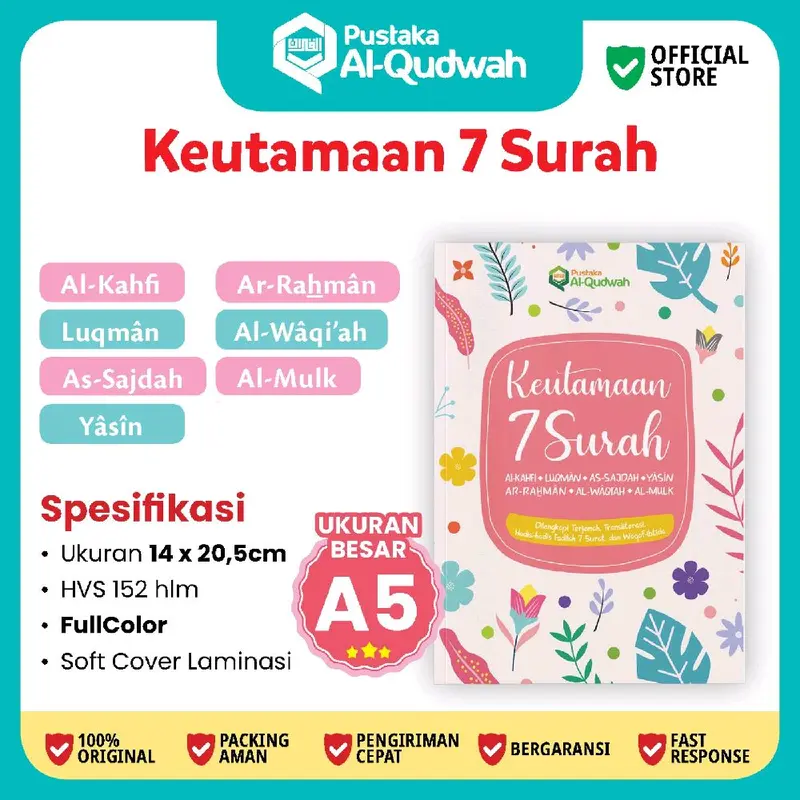 BEST SELLER Keutamaan 7 Surah Pilihan A5 || Surah mustajab | Surah Al Quran | Buku Muslimah | Buku Keutamaan 7 surah istimewa || Kado muslimah | Eksklusif 7 Surah Pilihan