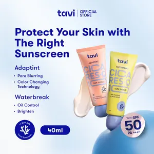 [TERSEDIA DI SELURUH INDONESIA] NEW! TWINPACK - TAVI CICA RES-Q10 Water Break & AdapTint Sun Shield 40 ml -SPF 30 - Tinted Sunscreen Skin Tint Ringan Melindungi dari UVA dan UVB