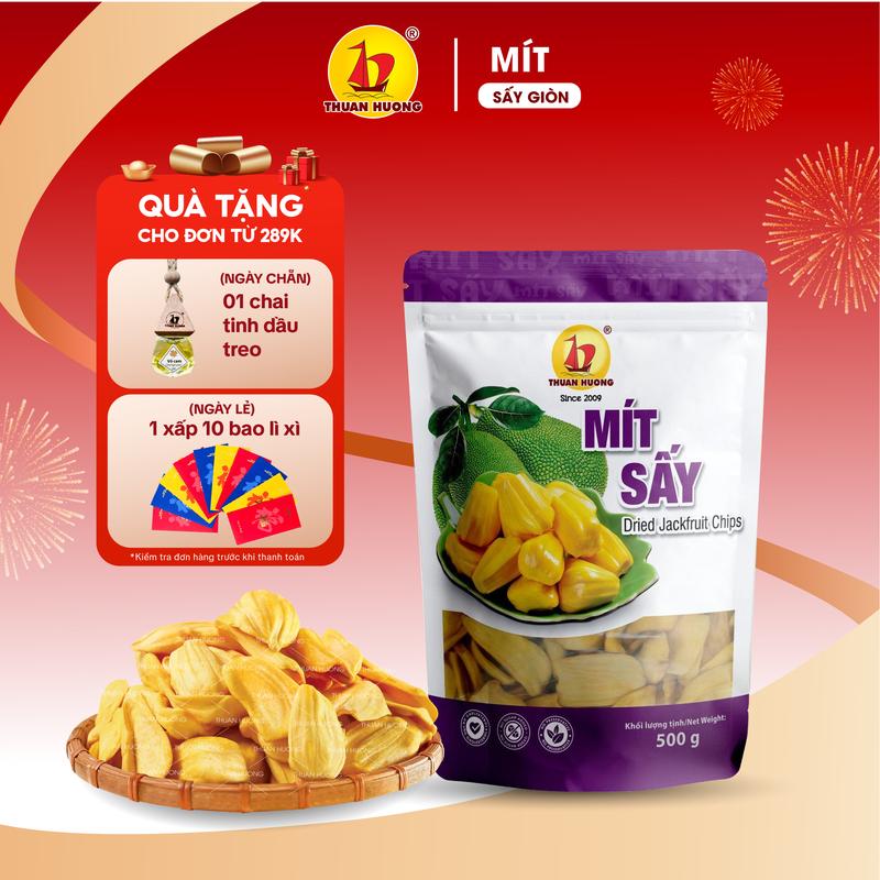 Mít sấy giòn nguyên cánh Thuận Hương 500g 200g - Đồ ăn vặt trái cây sấy - Mít sấy không đường - Hàng xuất khẩu loại 1