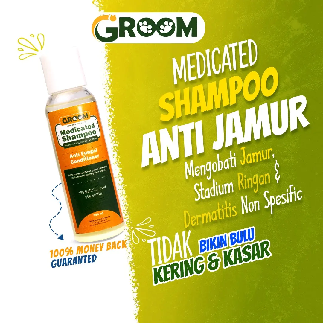 Groom medicated shampoo hair and skin treatment