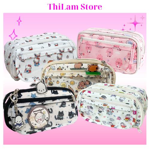 Bóp viết - Hộp bút nhiều ngăn hoạ tiết Hello Kitty, Loopy, Capybara dễ thương, phong cách Hàn Quốc xinh ThiLam Store