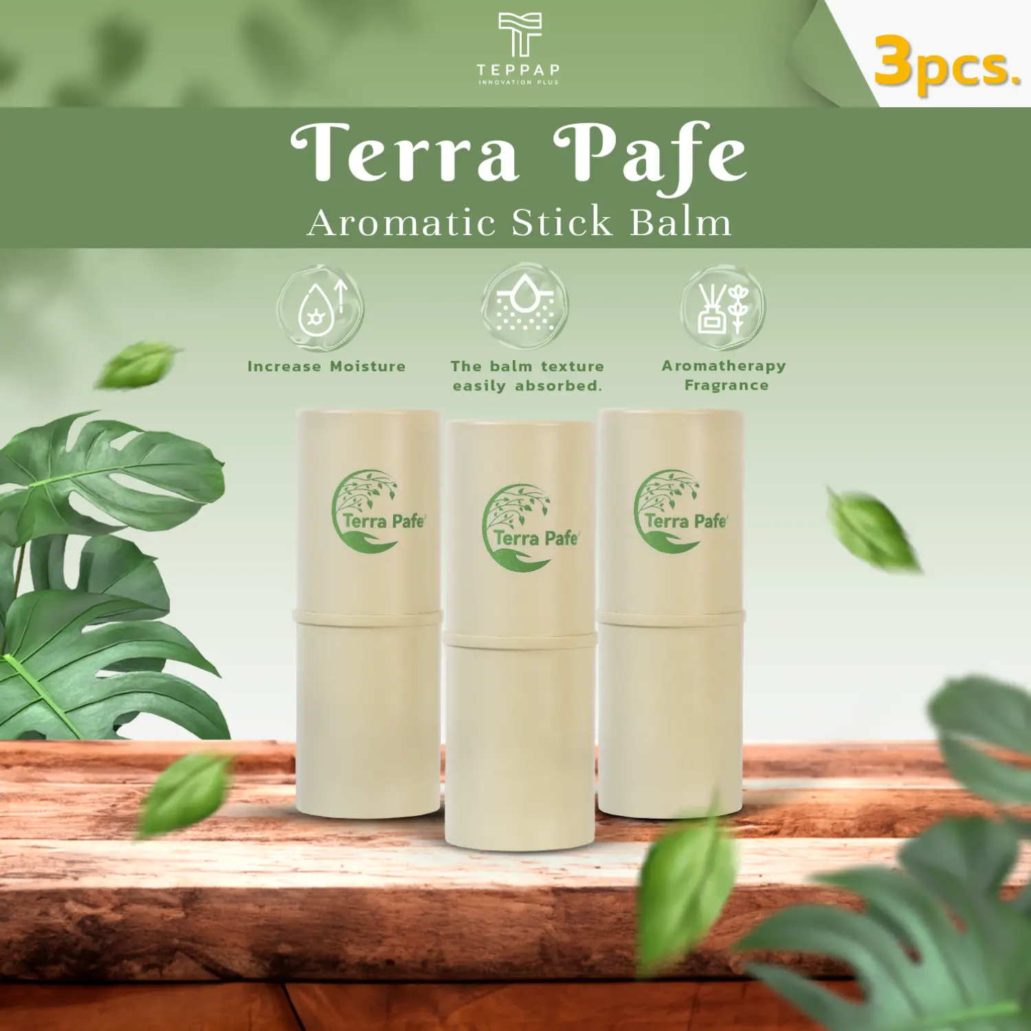 Terra Pafe Aroma Balm (3 pieces) - Fresh and Relaxing Scent, Convenient to Carry, Air Freshener
