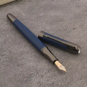 luxury Metal 03 Fountain Pen grey Frosted blue ink pen Stationery Office school supplies ink pens - matte blue