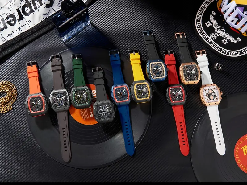 Jam Tangan T5 Original Eksekutiv 56G Rubber Strap Olahraga Kemewahan Chrono Aktif Black Blue Grey Multi Warna 7