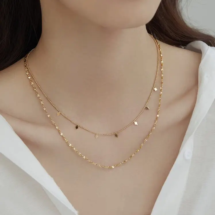 Kalung Dua Layer Double Layer Titanium Wanita Simple Elegant Aesthetic 1