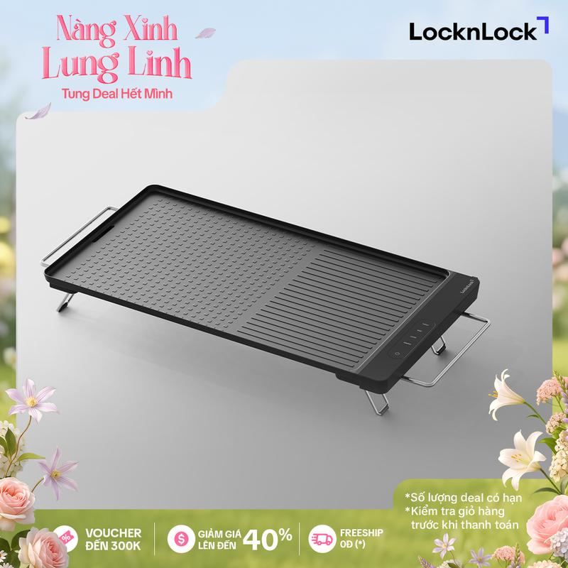 Bếp nướng điện LocknLock - EJG311BLK Electric grill pan 220-240V, 50-60Hz, 1300W - Màu đen