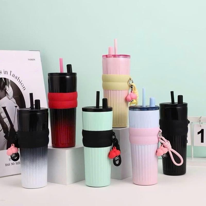 Ly Giữ Nhiệt Inox 316 Màu Loang Dung Tích 700ML Kèm Ống Hút - Móc Khoá và túi đựng ly