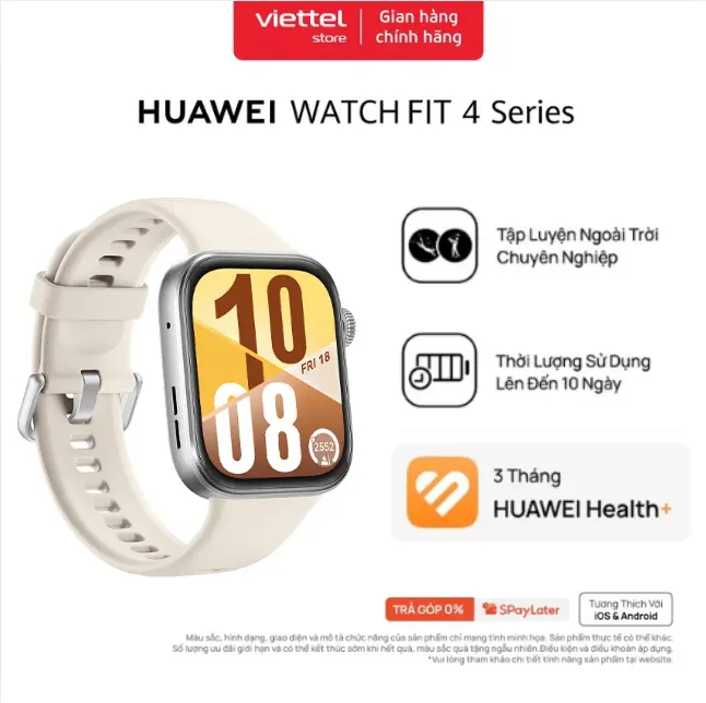 Đồng Hồ Thông Minh HUAWEI WATCH FIT 4 Chính hãng | Mỏng Nhẹ | Thể Thao & Sức Khỏe | Lên Đến 10 Ngày Sử Dụng| ECG* | BigBuy360 - bigbuy360.vn