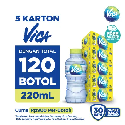 5 KARTON AIR MINERAL VICA PET 220ML [120 BOTOL] 2