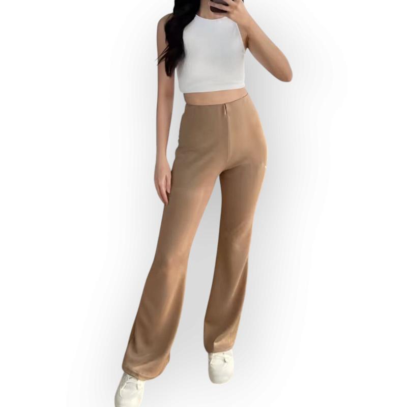 NORA Celana Fit And Flare Pants Cutbray Scuba Pinggang Highwaist Bahan Stretch Melar Elastis Kulot Cutbray Scuba NORA - Karet, Kaki 8