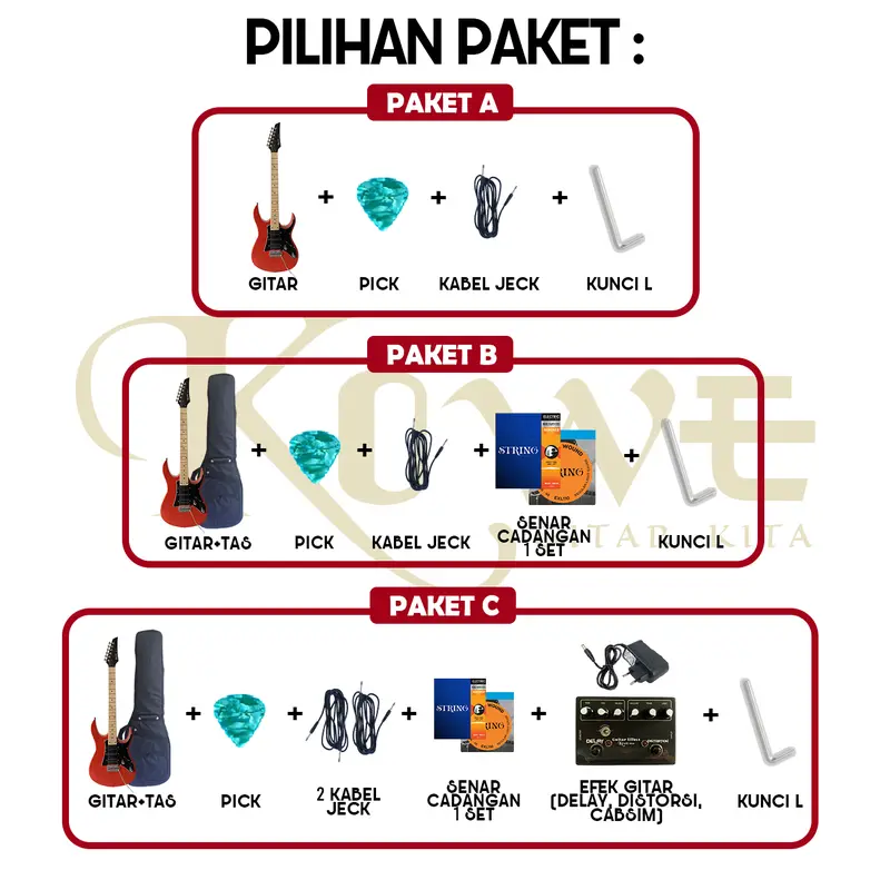 Gitar Listrik Merk KOWE Art Series Best Seller Free Efek DDC01 3