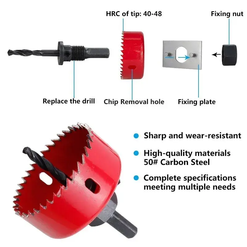 16 Pcs Round Cutter Bit for Wood 19-127 Mm Plastic Boxed Hole SawWoodworker's Hole OpenerPlasterboard Hole Opener Eyeleting Set 4