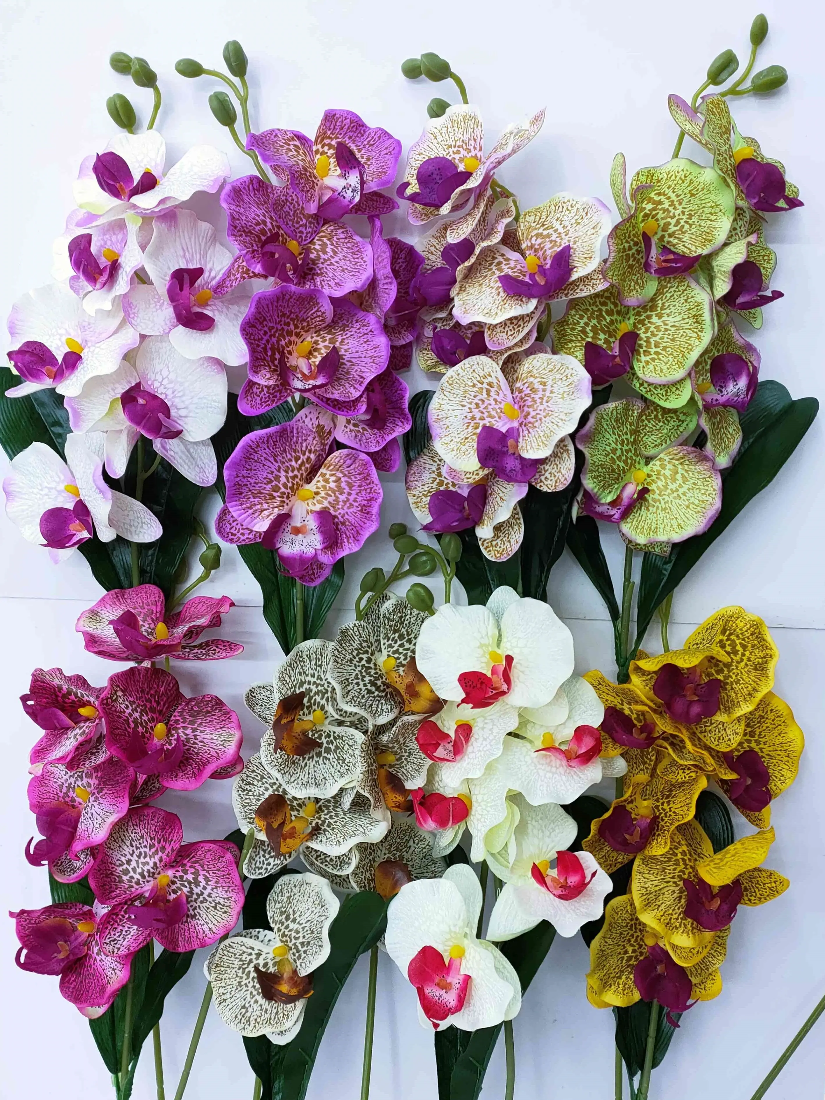 ( HH 1584 ) Decorative Bunga okid kain satin /orchid hiasan bertangkai 68cm / 6 bunga kembang