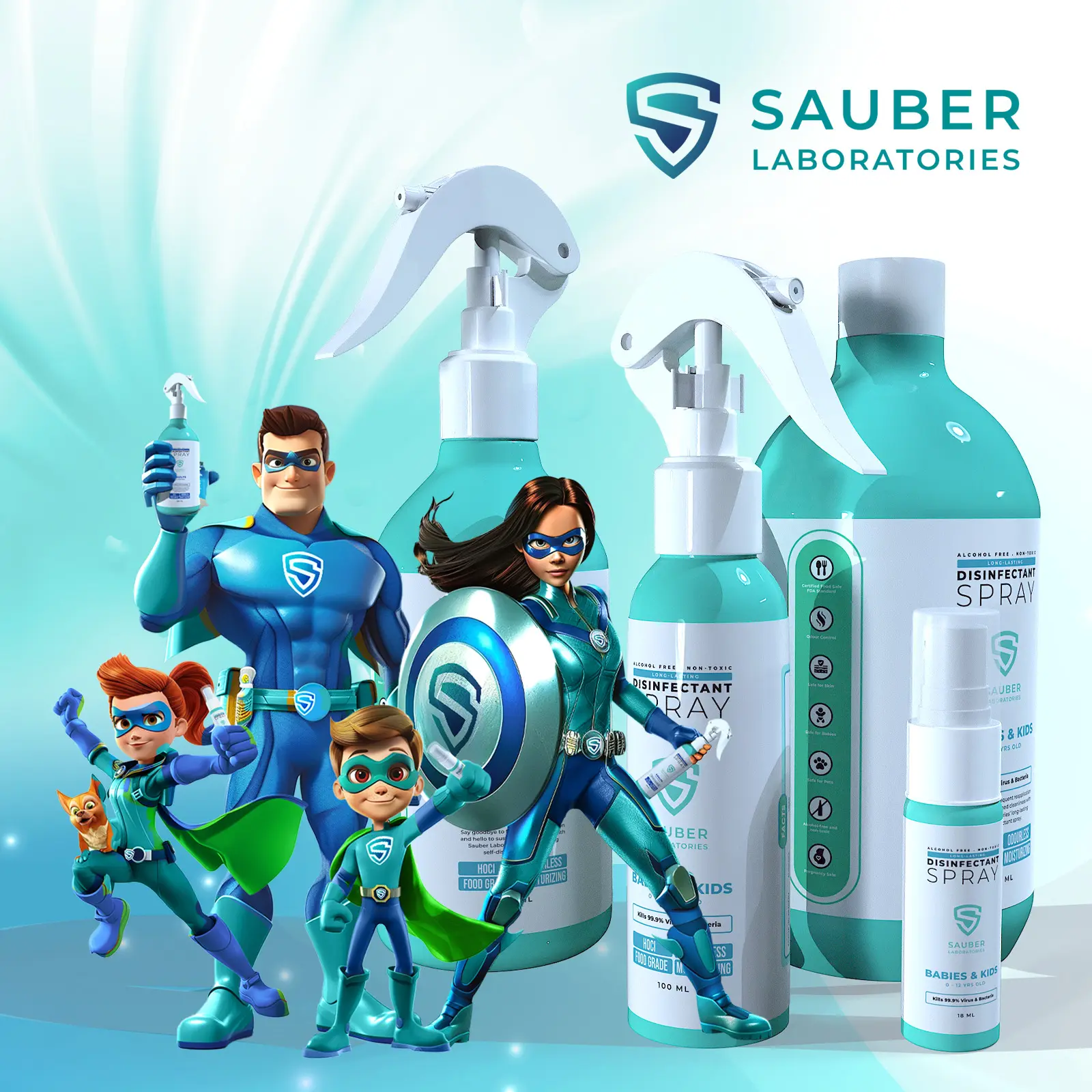 Baby Sanitizer - Food-Grade, Babes & Pet-Friendly Mask Spray Water Type - Sauber