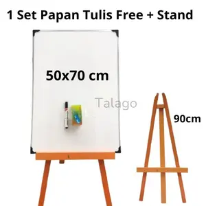 1 Set Whiteboard Standing 50x70 cm - Stand / Penyangga Papan Tulis Free Spidol Penghapus