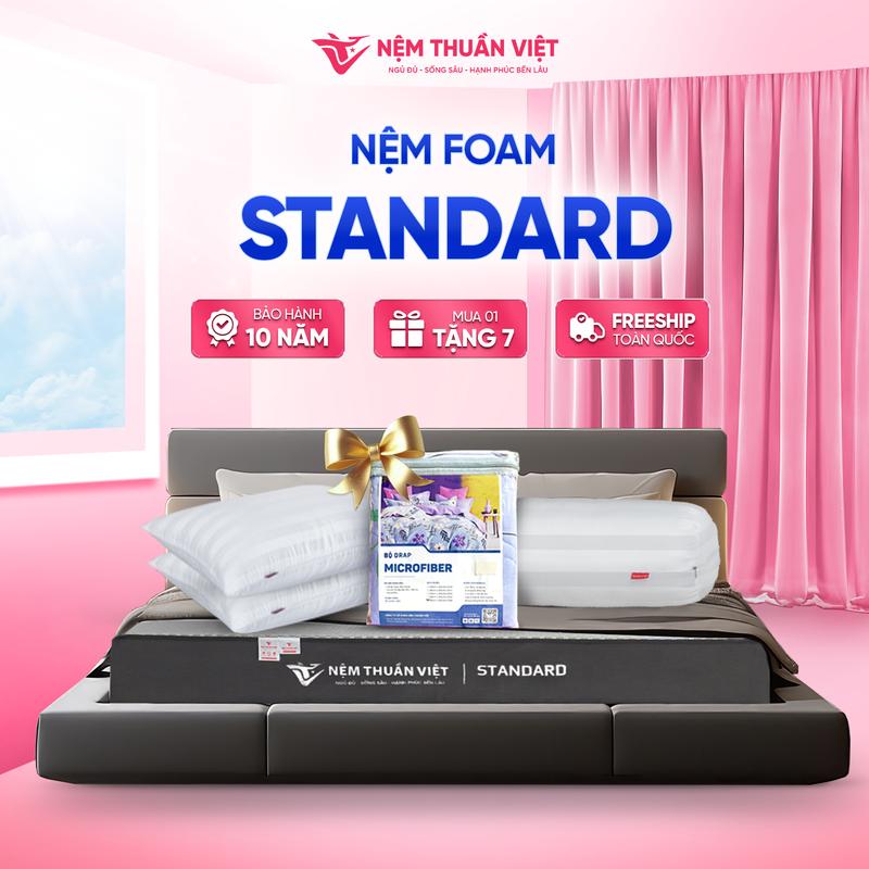 [Mua 1 Tặng 7] - Nệm Foam Thuần Việt Standard - Chất Liệu Êm Ái, Thoáng Khí
