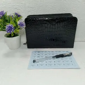 DOMPET AGENDA PROMES MOTIF KULIT CROCO HITAM RESLETING